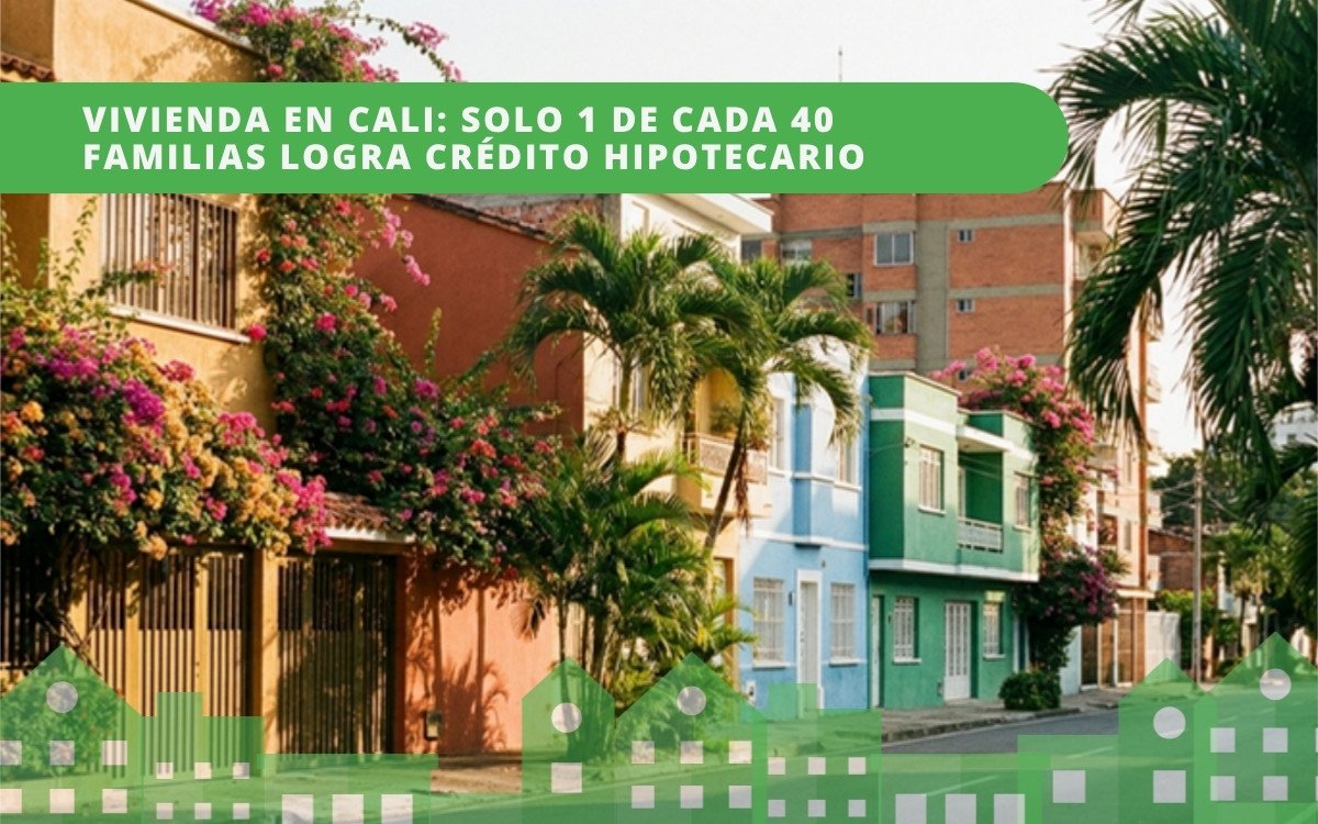 Casas coloridas con palmeras y vegetación tropical en Cali Colombia — vivienda 2026