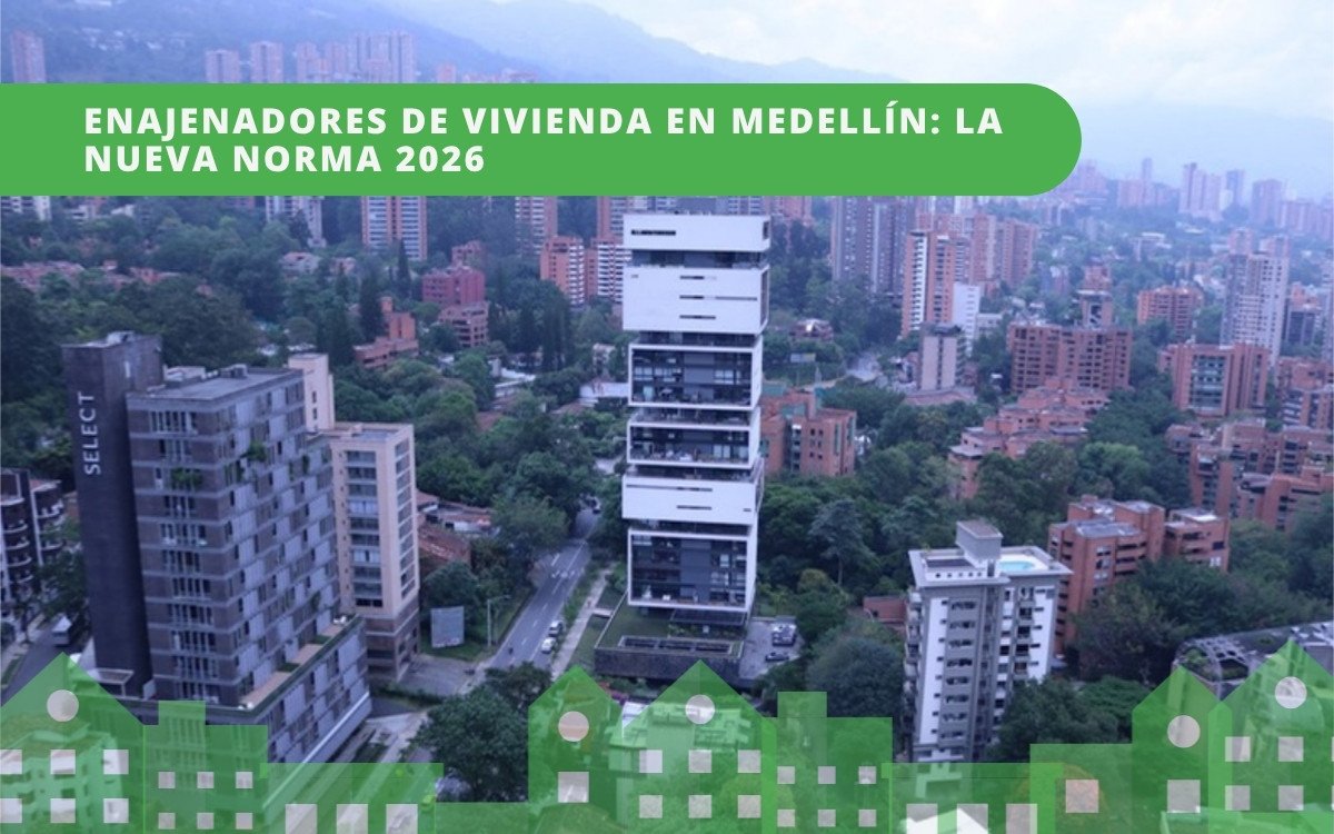 Vista aérea de edificios en Medellín — nueva norma enajenadores 2026