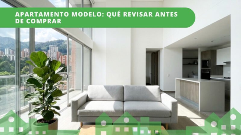 Interior moderno de apartamento modelo en Colombia con grandes ventanales y luz natural — guía de visita antes de comprar