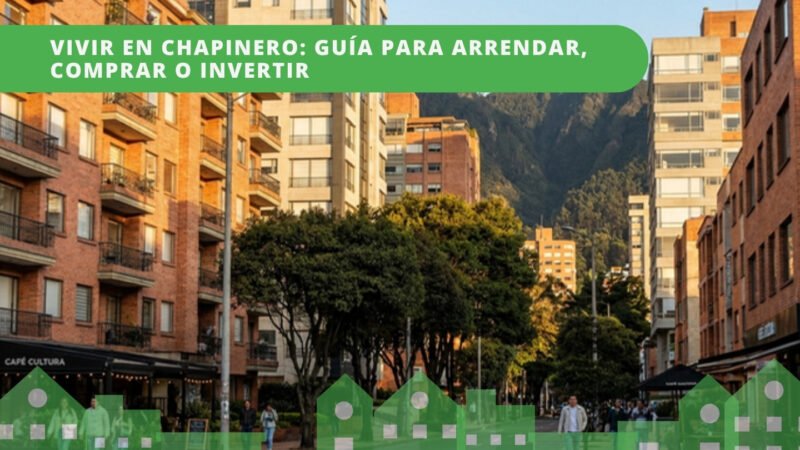 Calle arborizada de Chapinero en Bogotá con edificios de ladrillo, cafés y cerros orientales al fondo — guía del barrio