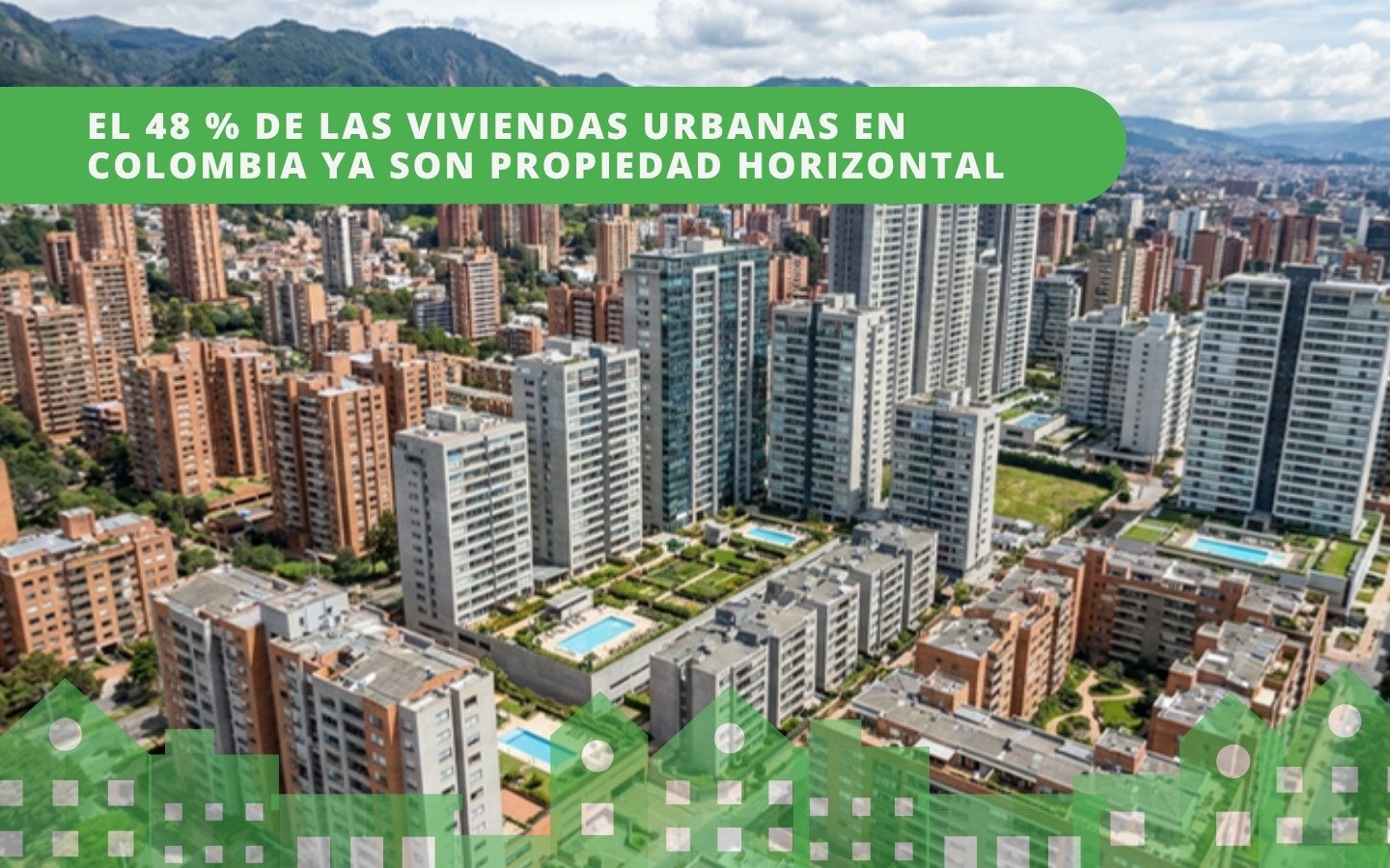 Vista aérea de conjuntos residenciales y edificios en Bogotá Colombia — viviendas en propiedad horizontal 2025